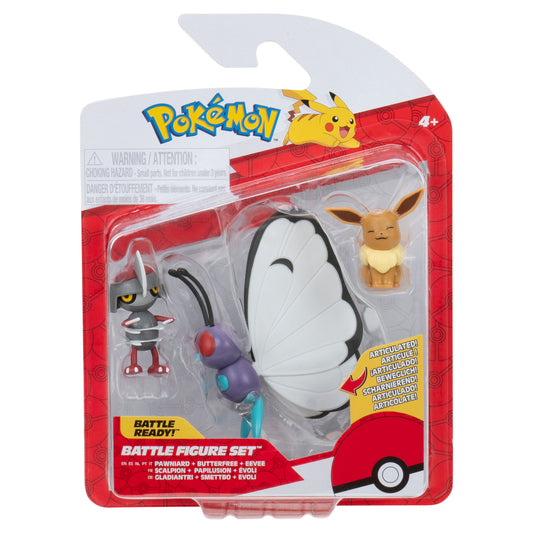 Pokémon Battle Figure Set Pawniard + Butterfree + Eevee.