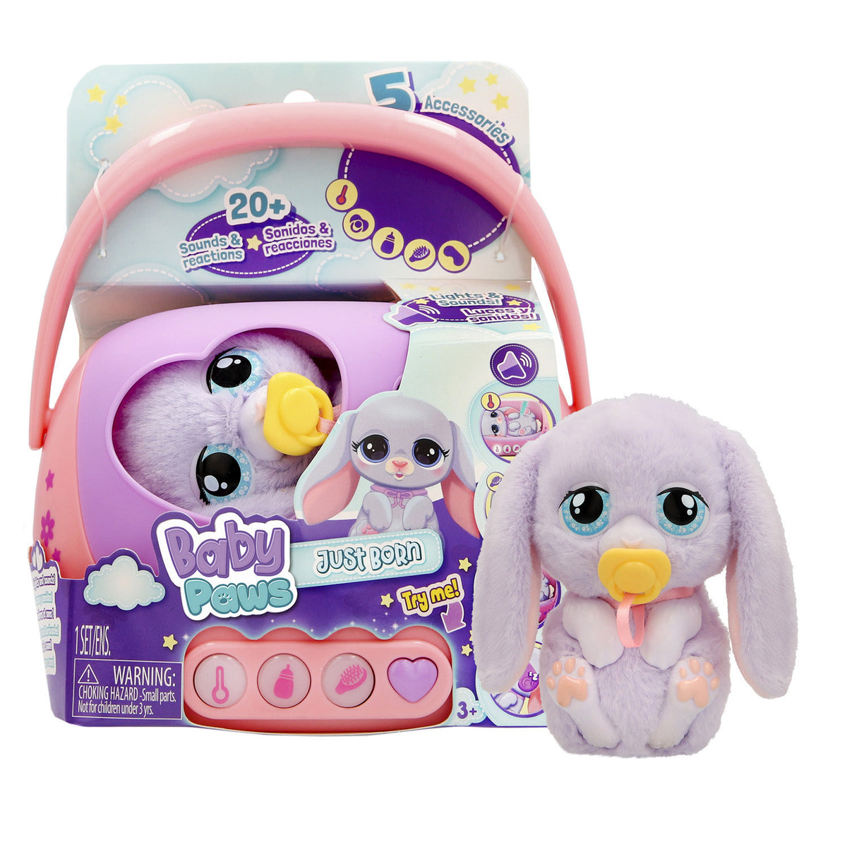 Peluche Baby Paws con Transportadora y Sonido.