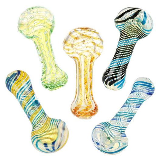 Pipa de Vidrio Transparente Color Swirl.