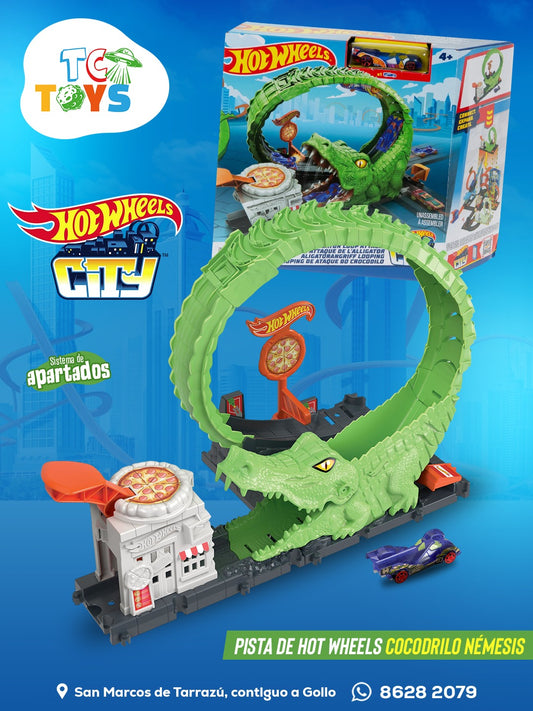 Pista Hot Wheels City Pista de Cocodrilo Flexible.