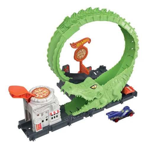Pista Hot Wheels City Pista de Cocodrilo Flexible.