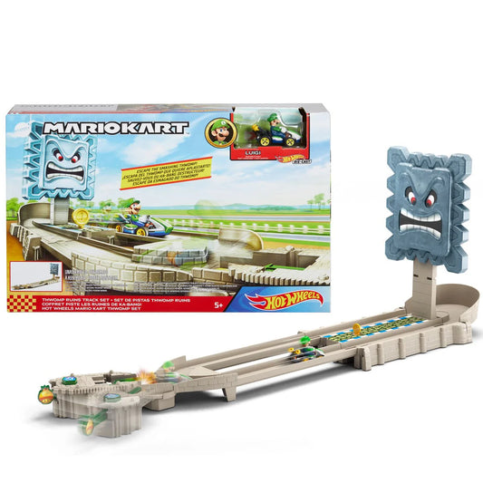 Pista Hot Wheels Mario Kart Set de pista Escapa del Twomp que Quiere Aplastarte.