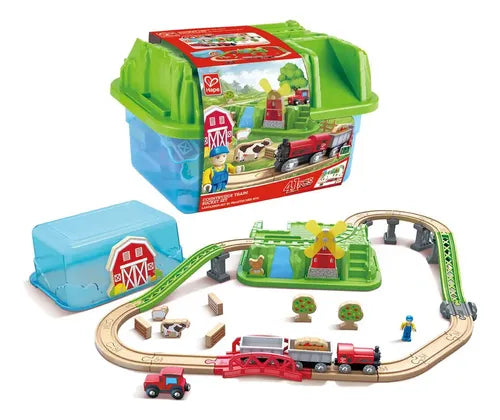 Pista de Madera de Tren Interactiva con Accesorios Hape.