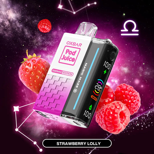 Pod Juice OXBAR Strawberry Lolly 30000 puffs.