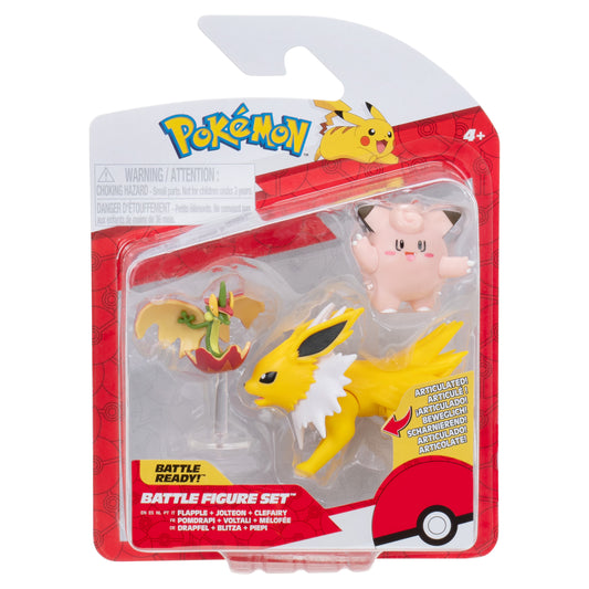 Pokémon Battle Figure Set Flapple + Jolteon + Clefairy.