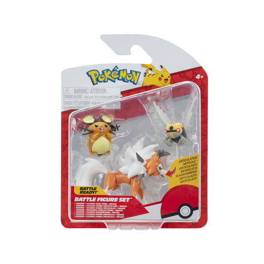 Pokémon Battle Figure Set Dedenne + Lycanroc + Ninjask.