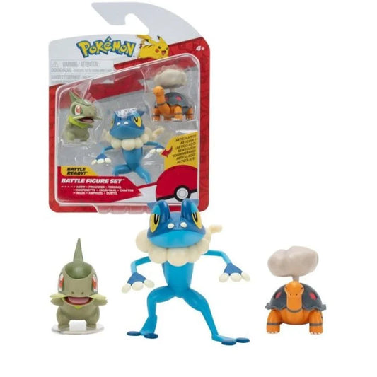Pokémon Battle Figure Set Axew + Frogadier + Torkoal.