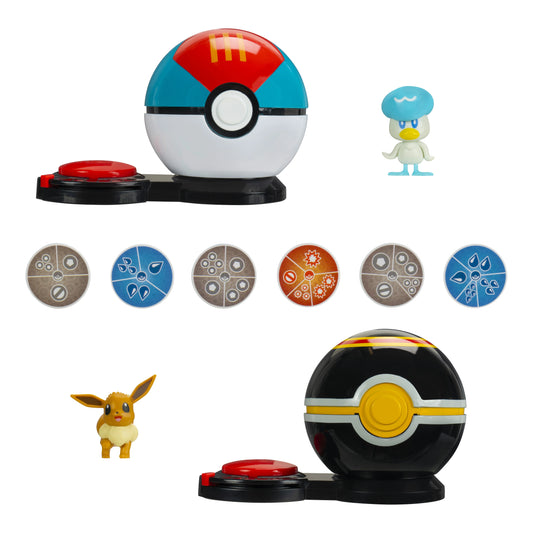 Pokémon Surprise Attack Game Eevee + Luxury Ball y Quaxly + Lure Ball.