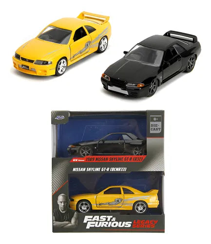 Rápidos y Furiosos 1989 Nissan Skyline GT-R (R32) y Nissan Skyline GT-R (BCNR33) 1:32.