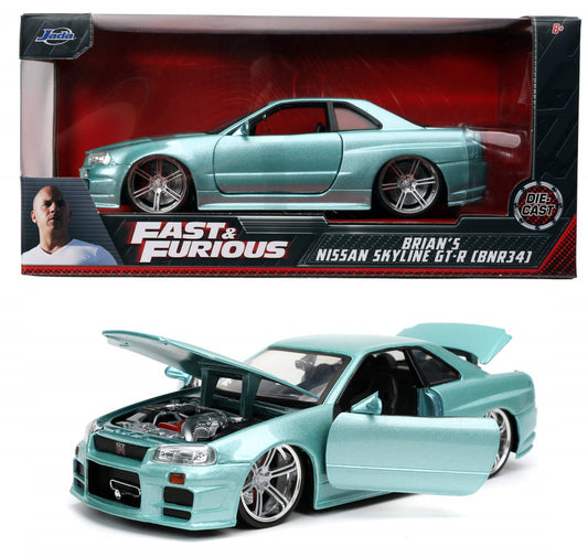 Rápidos y Furiosos Jada Brian's Nissan Skyline GT-R (R34) 1:24.