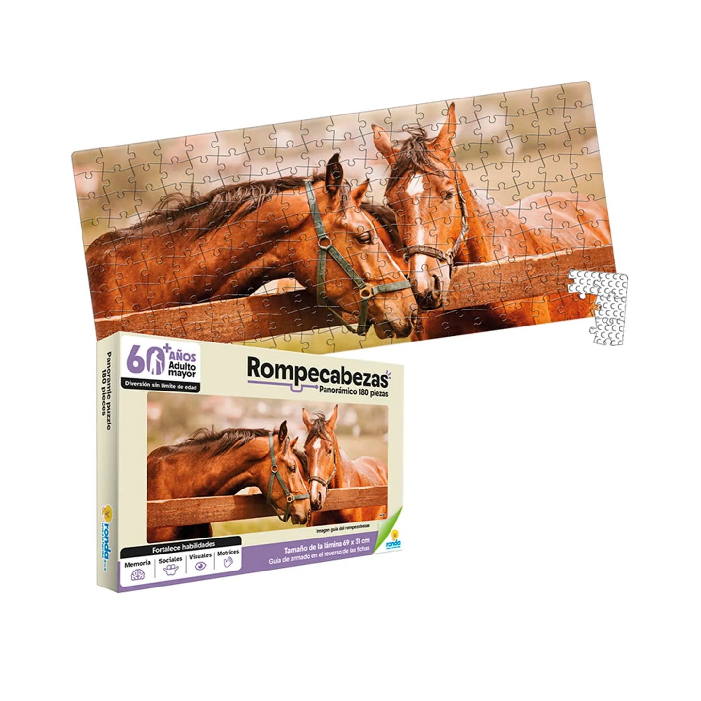 Rompecabezas Ronda para Adulto Mayor 180 Pzs Caballos.