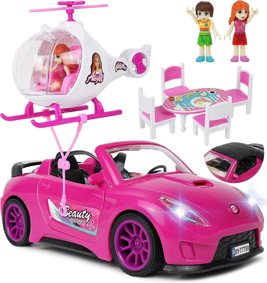 Set Fashion Sports Car Girl Little.