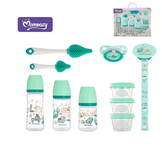 Set de 11 Piezas Biberones Turquesa Momeasy.
