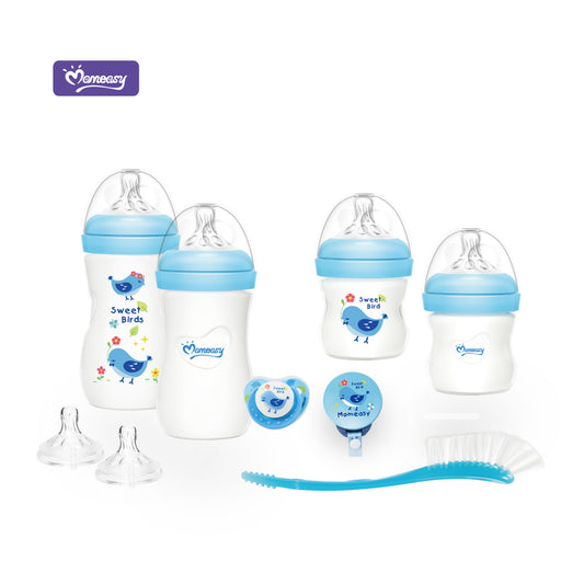 Set de 4 Chupones de Plástico Azul Momeasy.