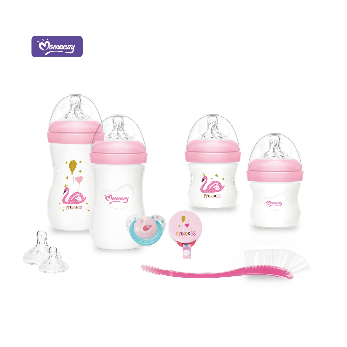 Set de 4 Chupones de Plástico Rosados Momeasy.