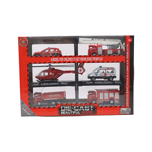 Set de 6 Vehículos de Bomberos Die-Cast Beautiful Model.