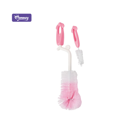 Set de Dos Cepillos para Limpiar Chupones Momeasy Rosado.