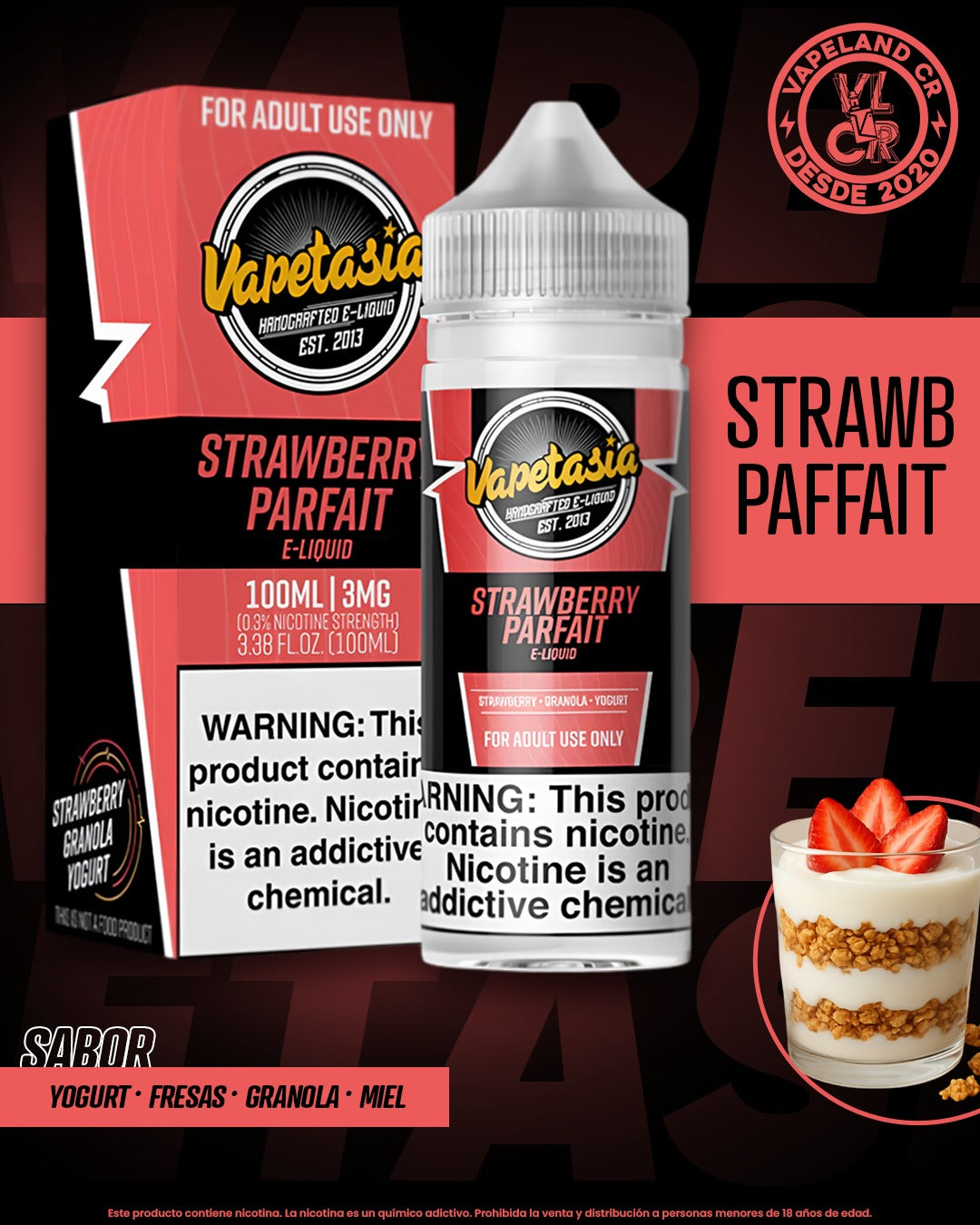 Vapetasia Strawberry Parfait 3mg y 6mg.