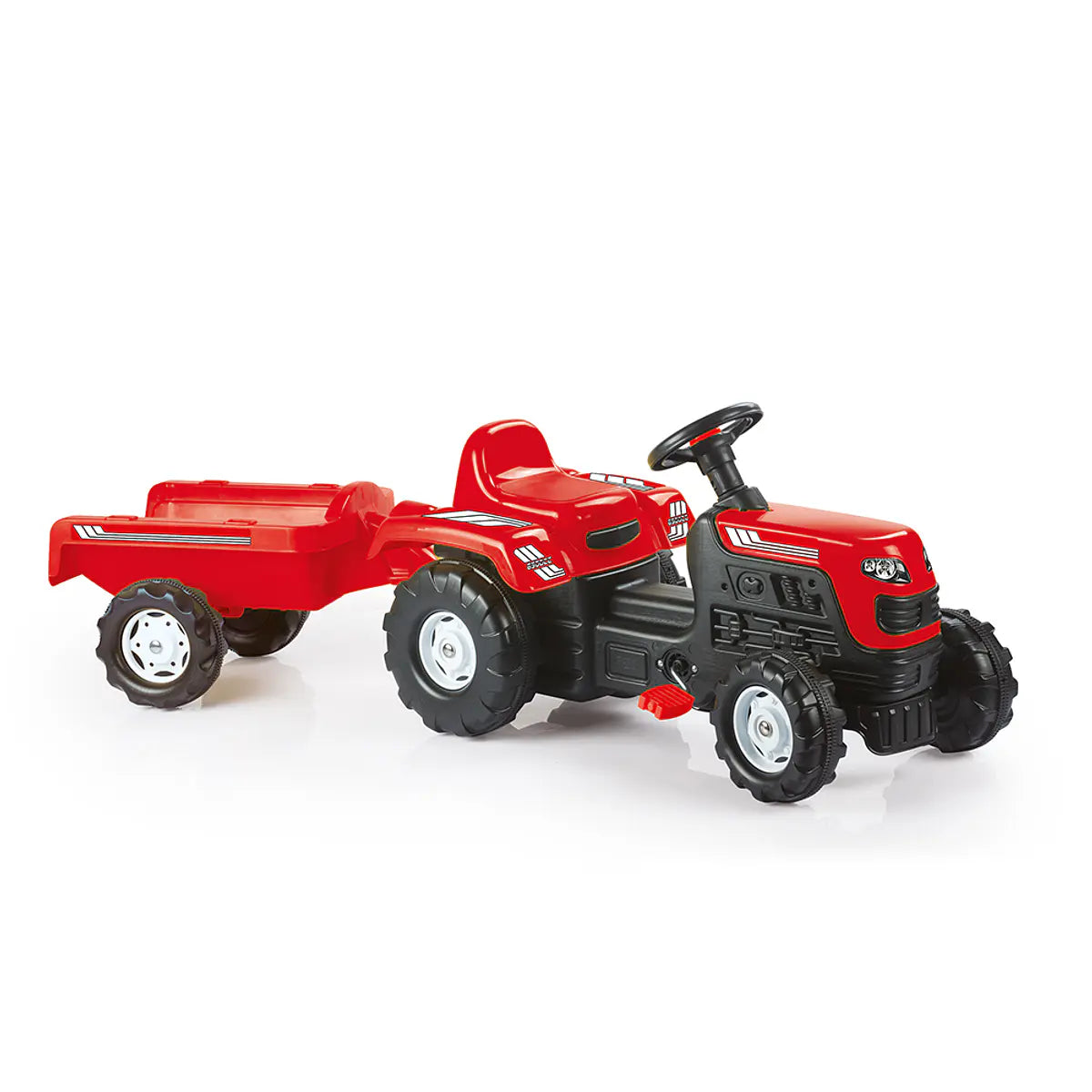 Tractor Rojo de Pedal con Vagón Dolu.