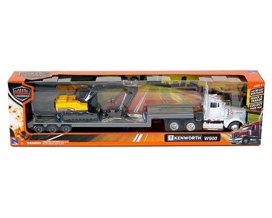 Trailer NewRay Long Haul Trucker Kenworth W900 con Excavadora.