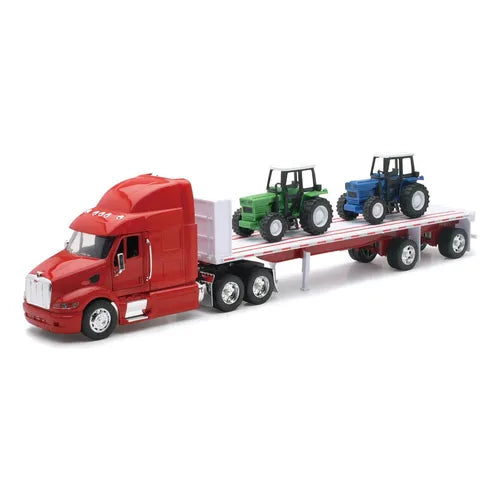 Trailer NewRay Peterbilt 387 con Tractores.
