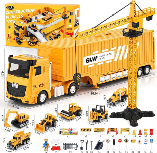 Trailer con Vehículos de Construcción y Pista Pupu Pig.