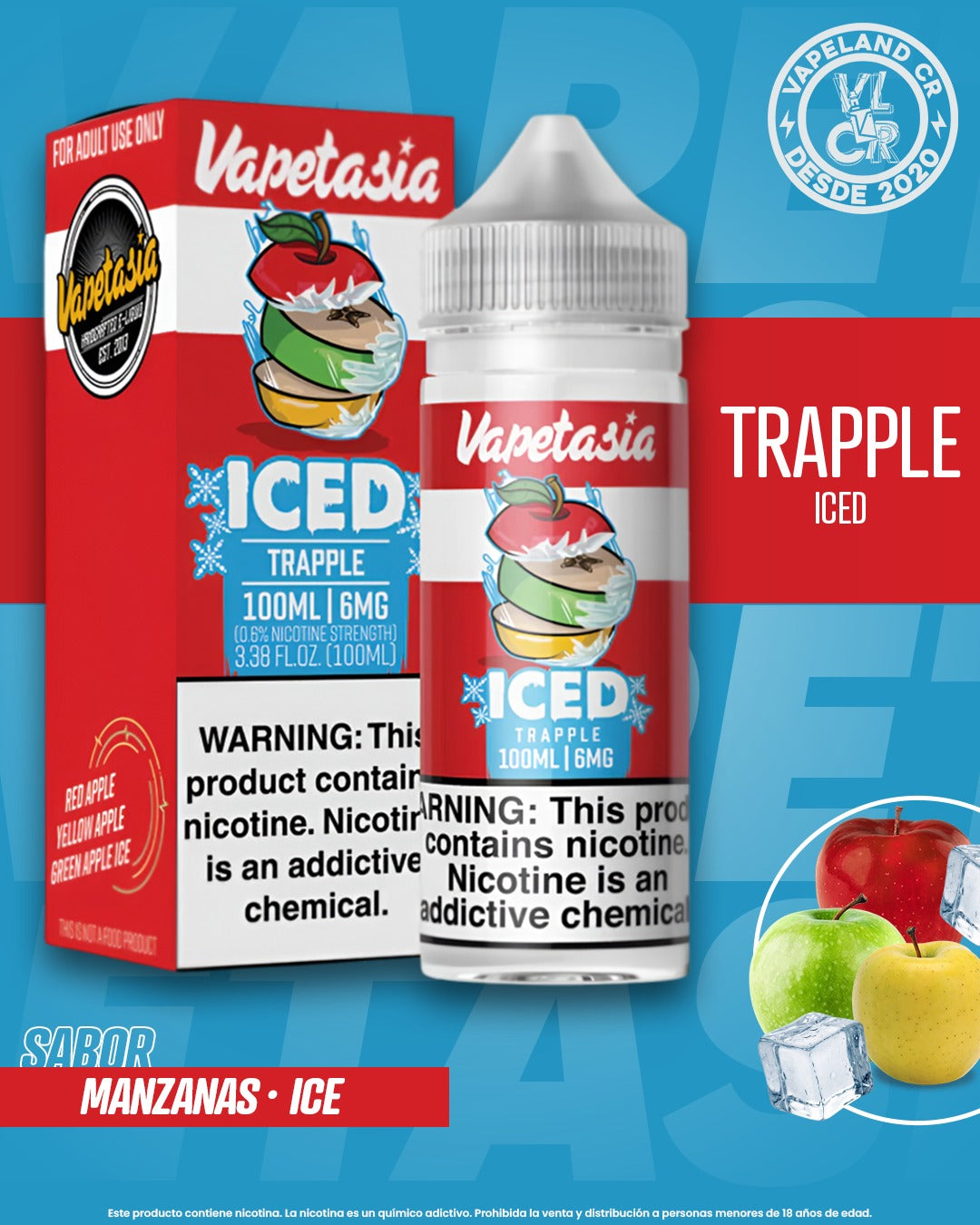 Vapetasia Iced Trapple 3mg y 6mg.