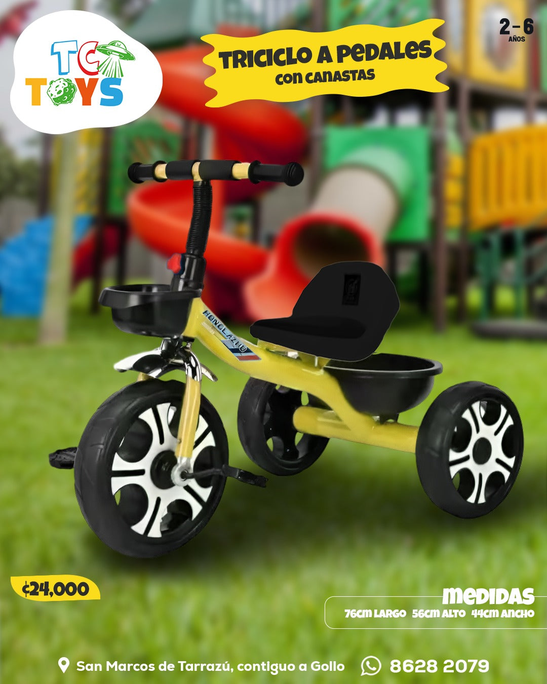 Triciclo a Pedal Amarillo.
