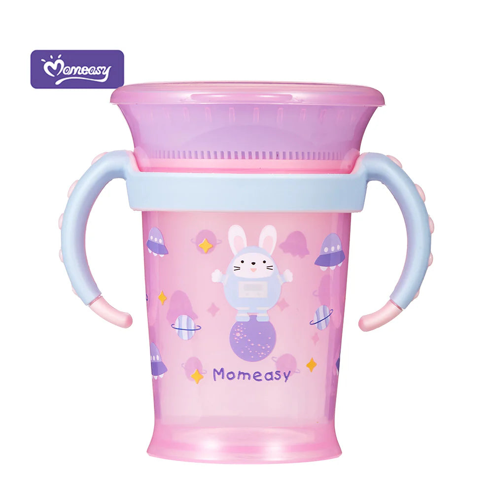 Vaso Plástico 360 para Niños 7oz Rosado Momeasy.