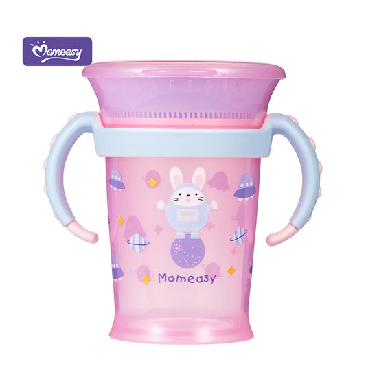 Vaso Plástico 360 para Niños 7oz Rosado Momeasy.