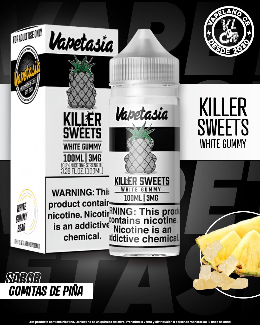 Vapetasia Killer Sweets White Gummy 3mg y 6mg.
