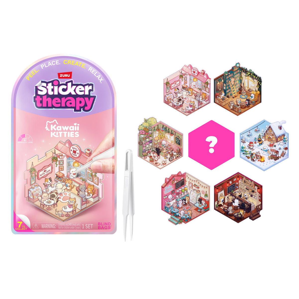 Zuru Sticker Therapy Gatitos Kawaii.