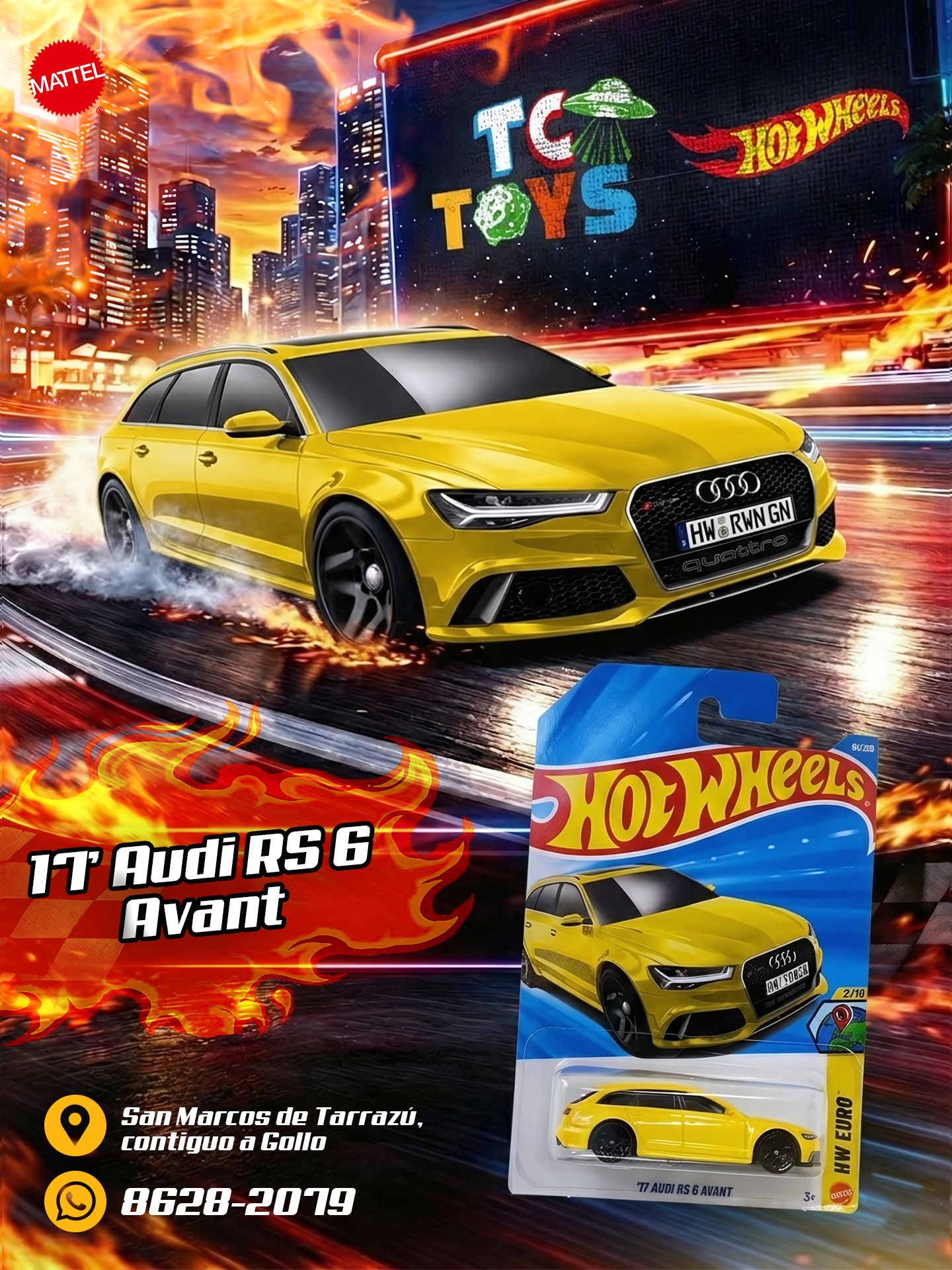 Hot Wheels 17 Audi RS 6 Avant Amarillo.