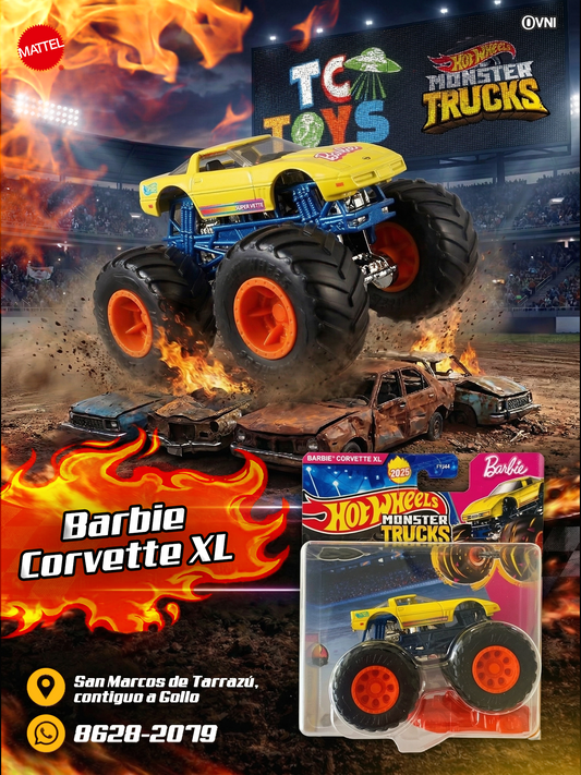 Hot Wheels Monster Trucks Barbie Corvette XL.