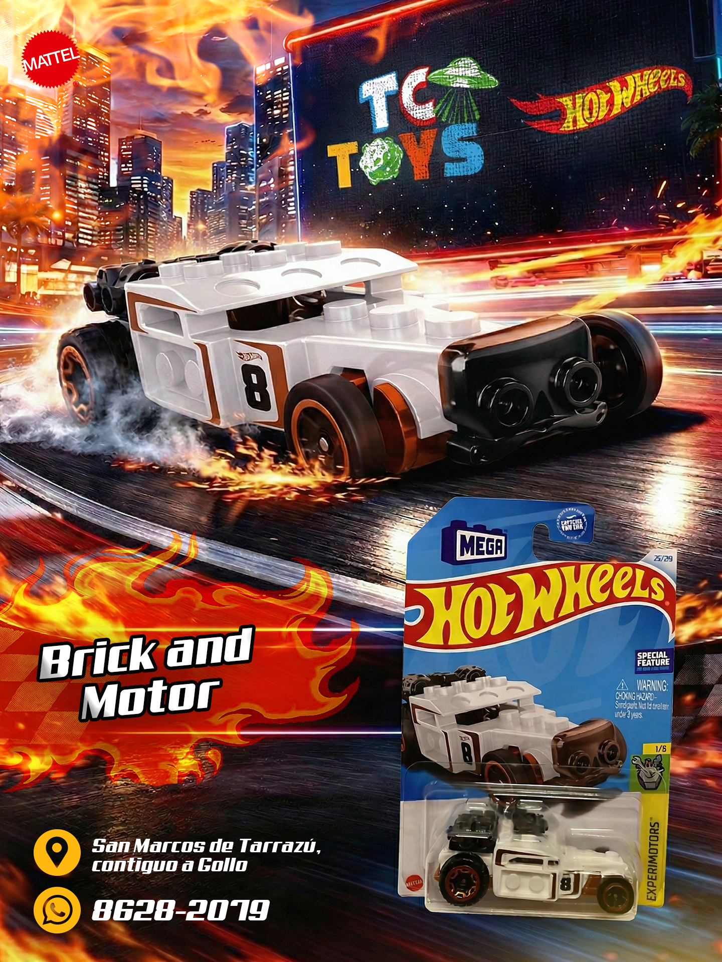 Hot Wheels Brick And Motor Blanco.