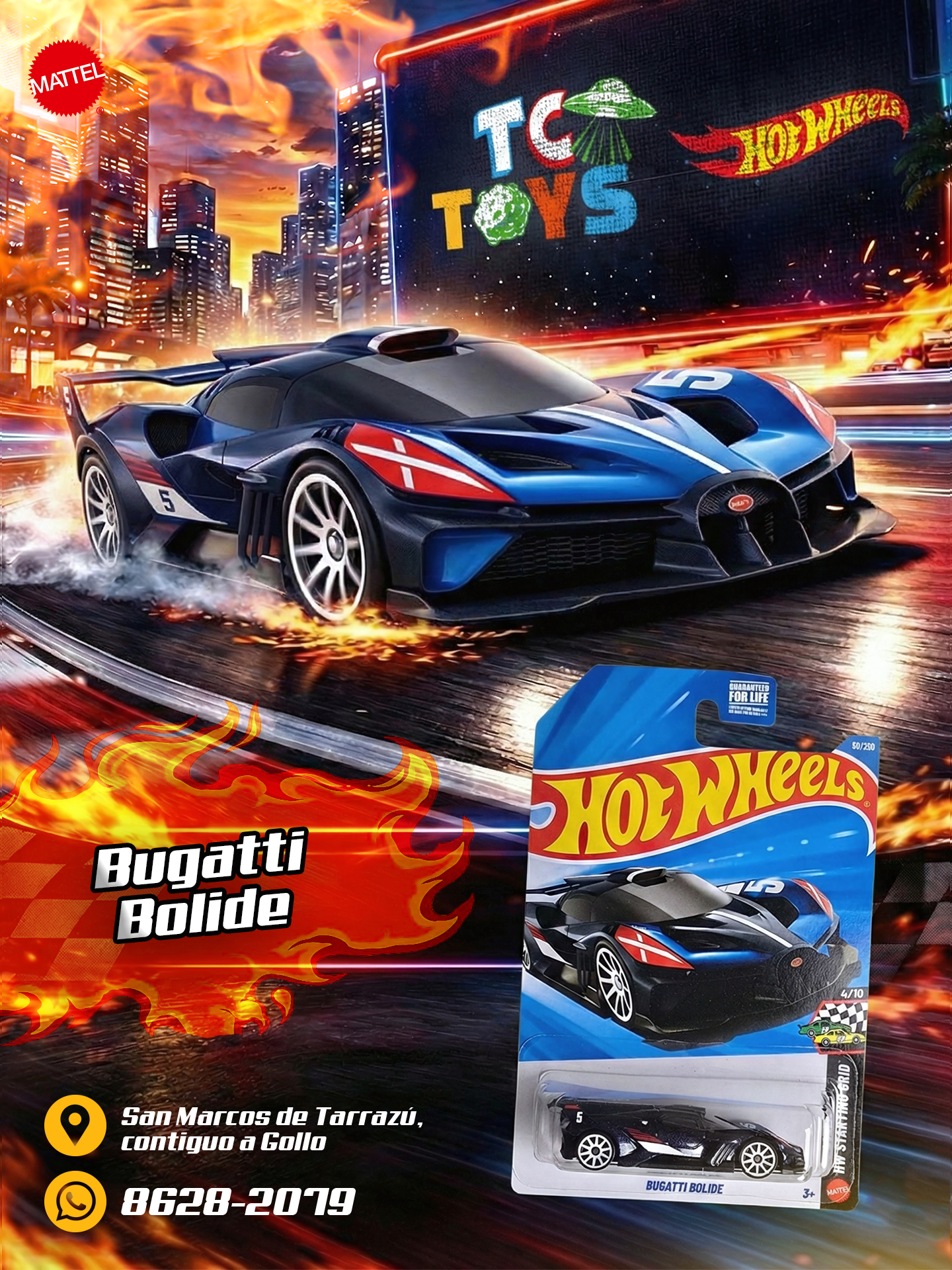 Hot Wheels Bugatti Bolide Azul.