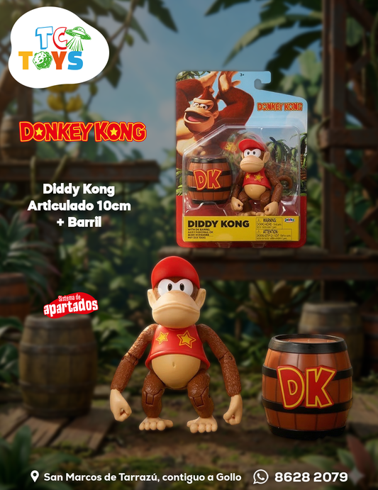 Figura Donkey Kong Diddy Kong con Barril DK Jakks.