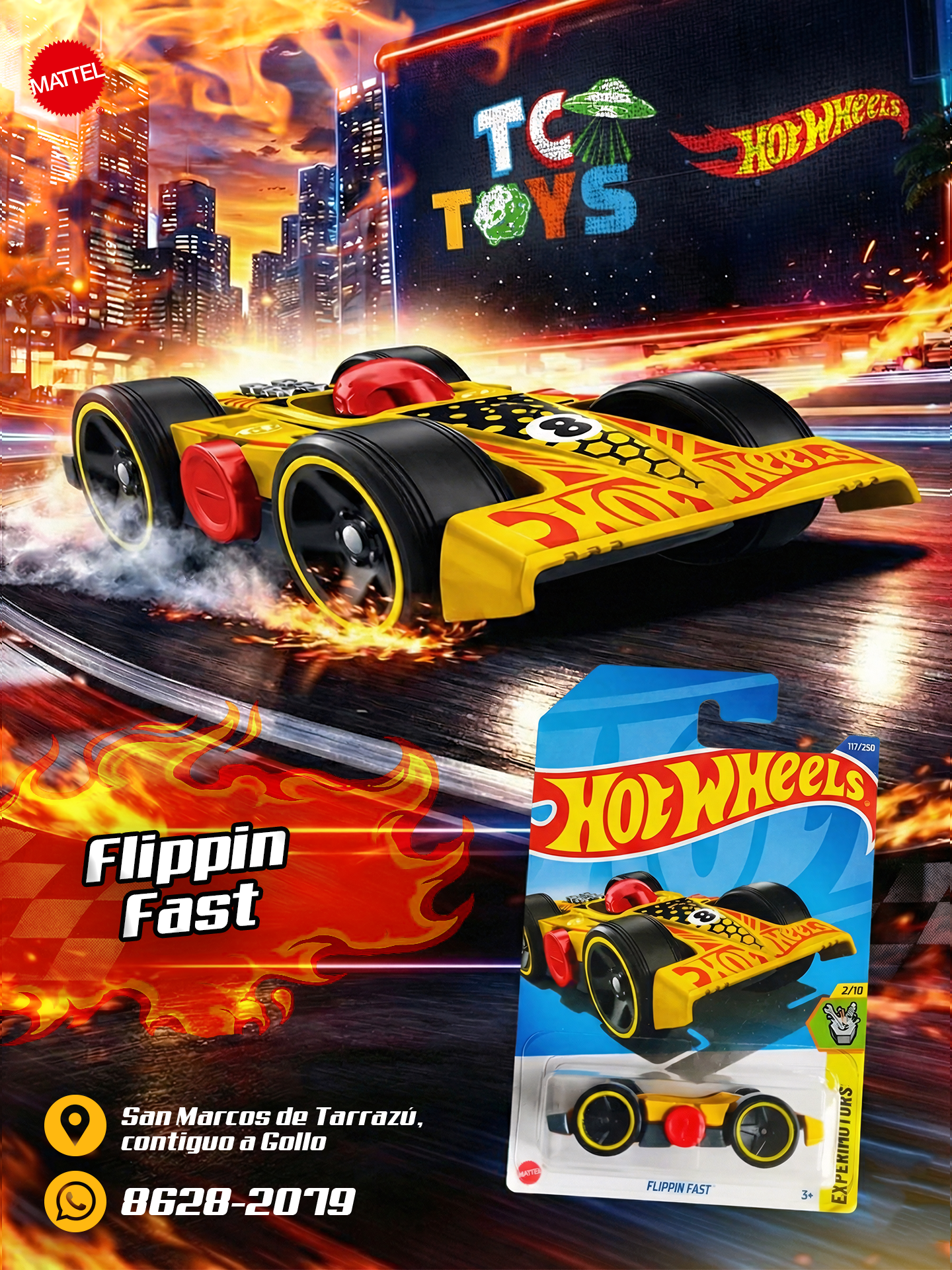Hot Wheels Flippin Fast Amarillo.