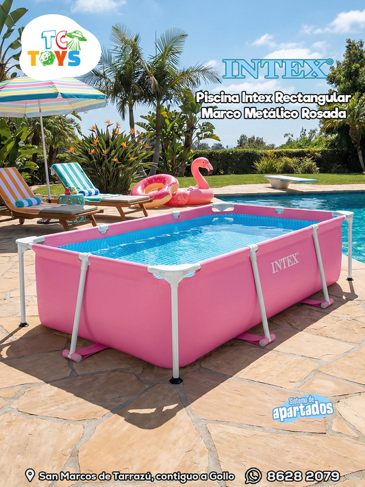 Piscina Intex Rectangular Marco Metálico Rosada.