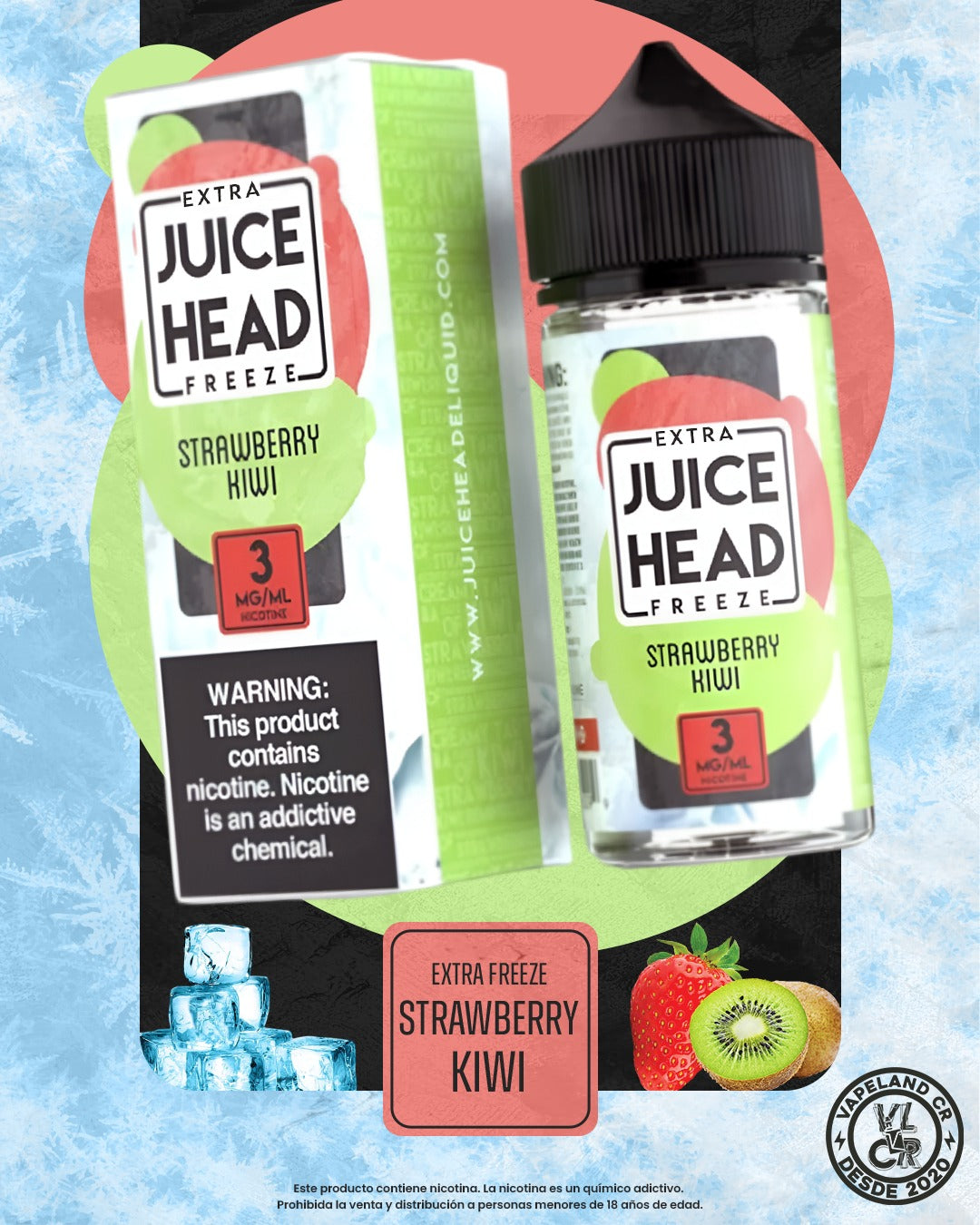Juice Head Extra Freeze Strawberry Kiwi 3mg y 6mg.