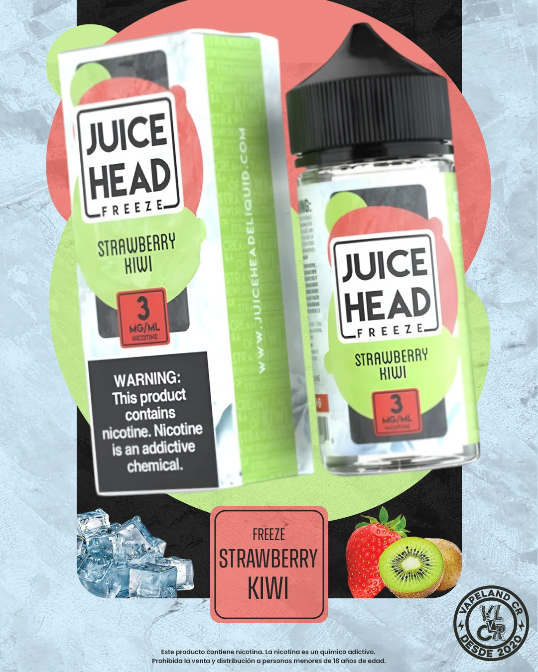 Juice Head Freeze Strawberry Kiwi 3mg y 6mg.
