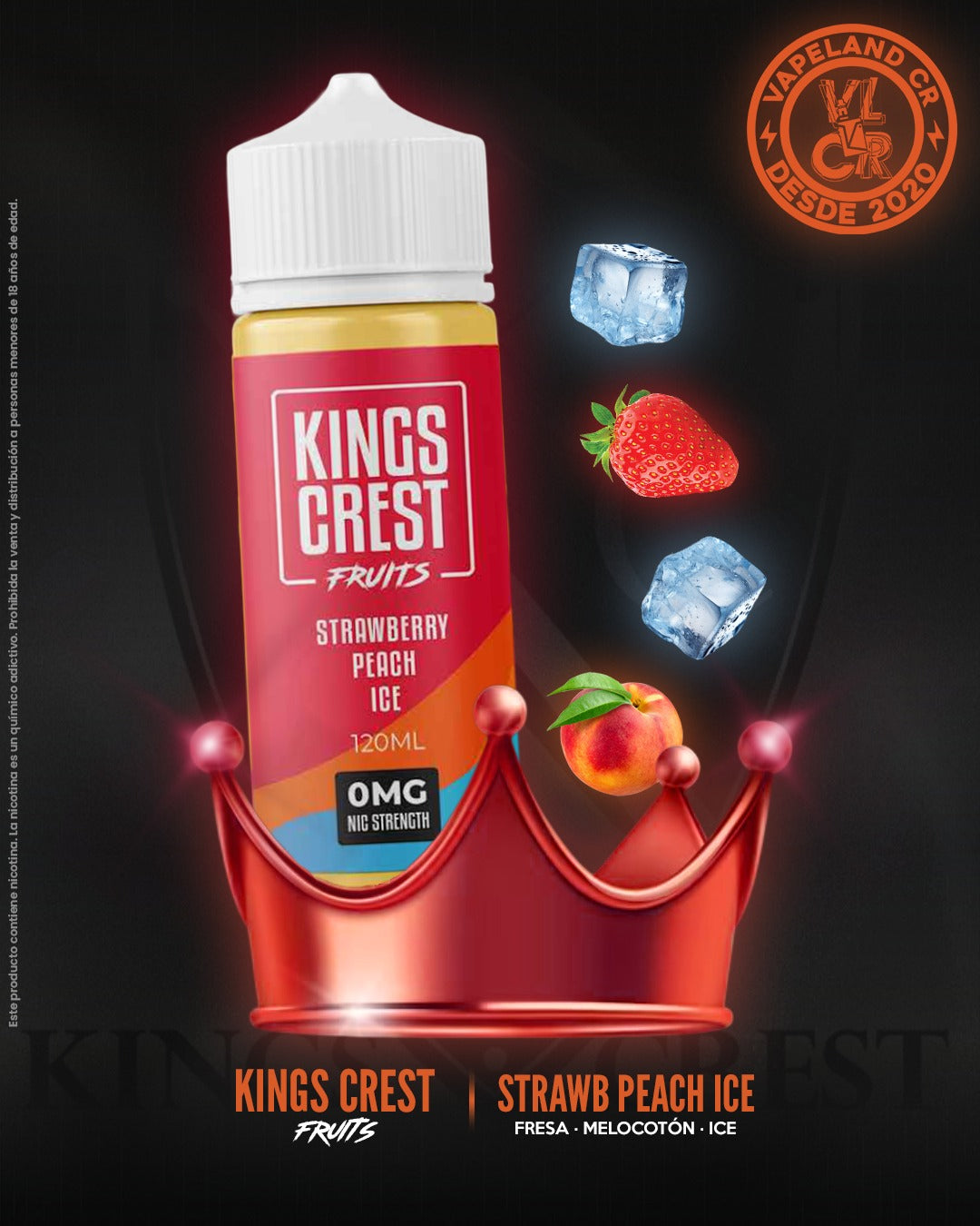 Kings Crest Fruits Strawberry Peach Ice 3mg y 6mg.
