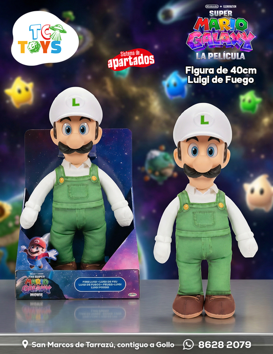 Figura de Peluche The Super Mario Galaxy Movie Luigi de Fuego Jakks.