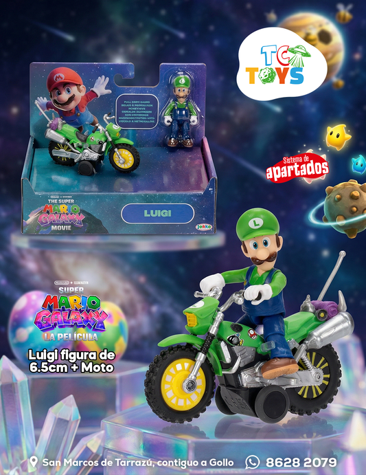 Figura con Vehículo The Super Mario Galaxy Movie Luigi Jakks.