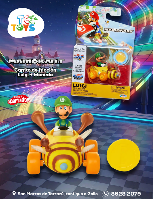 Mario Kart Luigi Con Moneda Jakks.