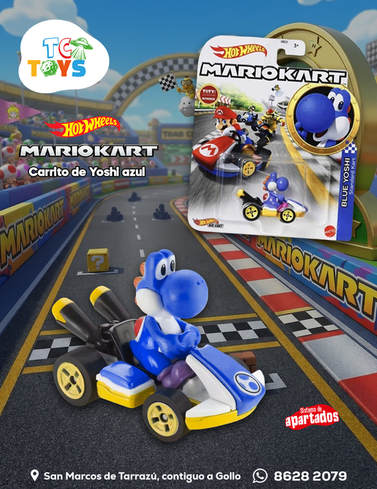 Hot Wheels Mario Kart Blue Yoshi Standard Kart.