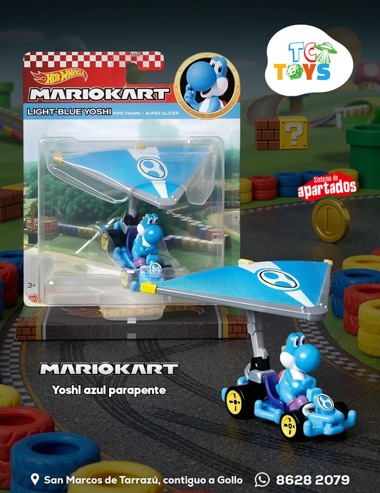 Hot Wheels Mario Kart Light-Blue Yoshi Pipe Frame Super Glider.