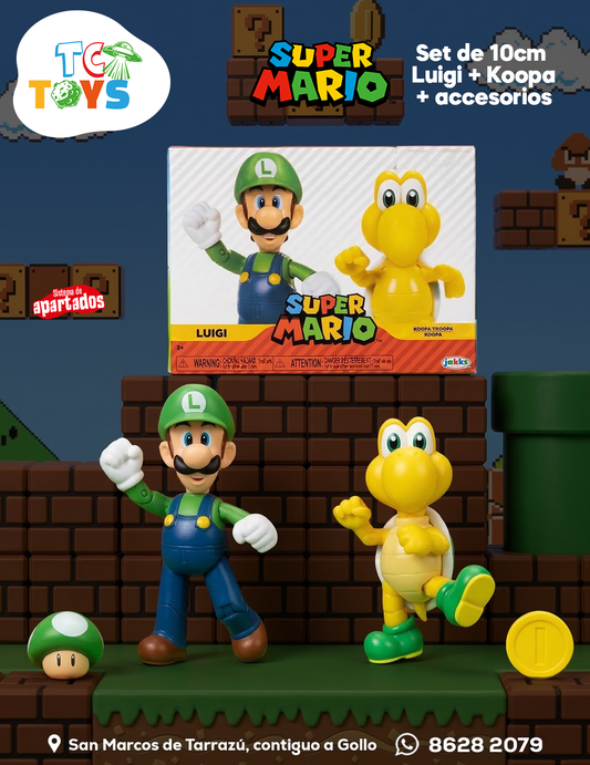 Set de Figuras Super Mario Luigi y Koopa Troopa Jakks.