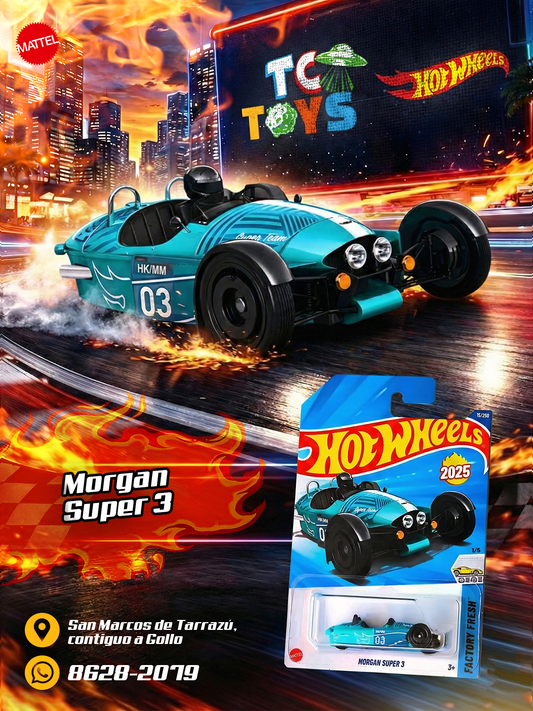Hot Wheels Morgan Super 3 Turquesa.