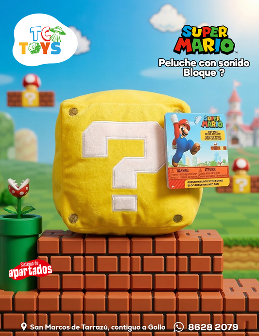 Peluche Super Mario Bloque de Interrogación con Sonido Jakks.